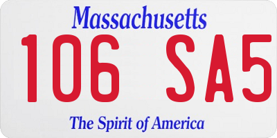 MA license plate 106SA5