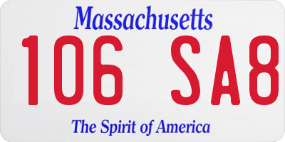 MA license plate 106SA8