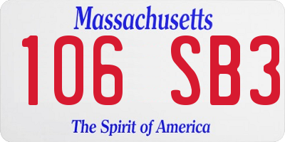 MA license plate 106SB3