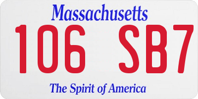 MA license plate 106SB7