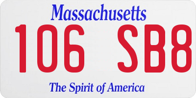 MA license plate 106SB8