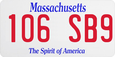 MA license plate 106SB9