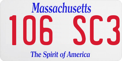 MA license plate 106SC3