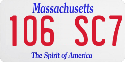 MA license plate 106SC7