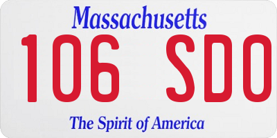 MA license plate 106SD0