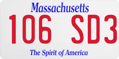 MA license plate 106SD3