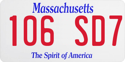 MA license plate 106SD7