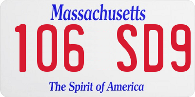 MA license plate 106SD9