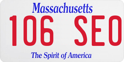 MA license plate 106SE0