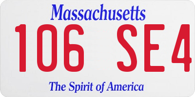 MA license plate 106SE4