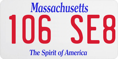 MA license plate 106SE8