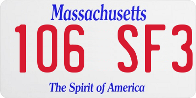 MA license plate 106SF3