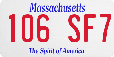 MA license plate 106SF7