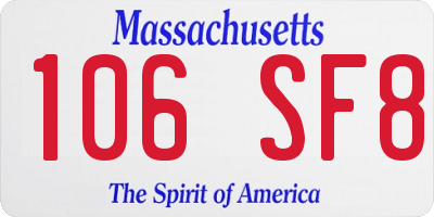 MA license plate 106SF8