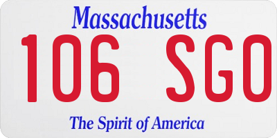 MA license plate 106SG0