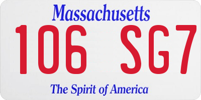MA license plate 106SG7