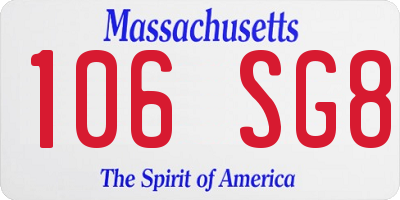 MA license plate 106SG8