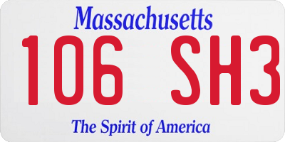 MA license plate 106SH3