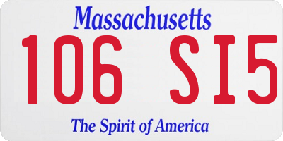 MA license plate 106SI5