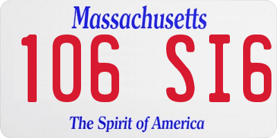 MA license plate 106SI6
