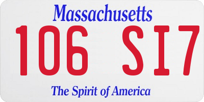 MA license plate 106SI7