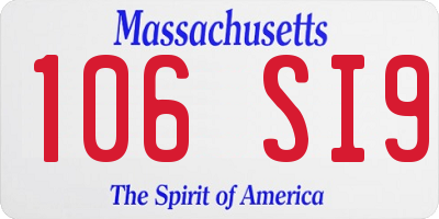 MA license plate 106SI9