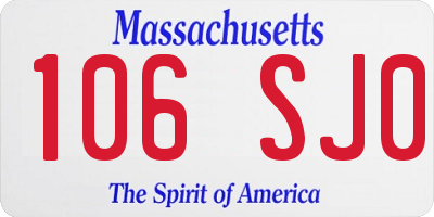 MA license plate 106SJ0