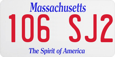 MA license plate 106SJ2