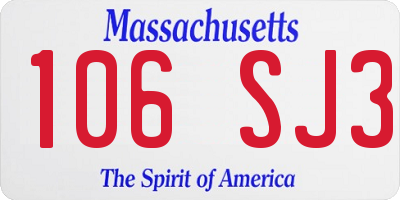 MA license plate 106SJ3