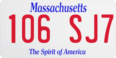 MA license plate 106SJ7