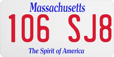 MA license plate 106SJ8