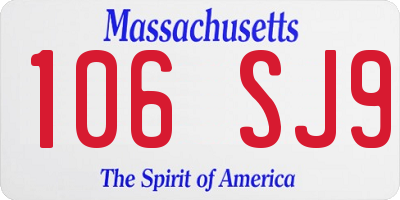MA license plate 106SJ9