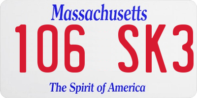 MA license plate 106SK3