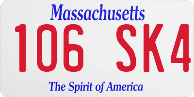 MA license plate 106SK4