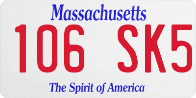 MA license plate 106SK5