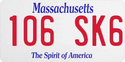 MA license plate 106SK6