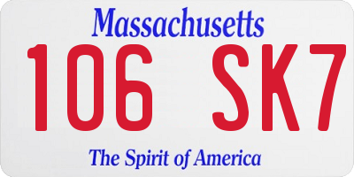 MA license plate 106SK7