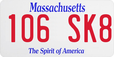 MA license plate 106SK8