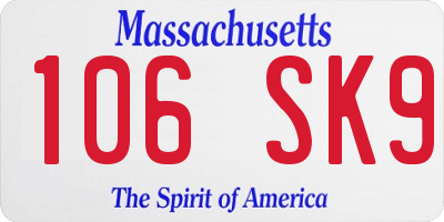 MA license plate 106SK9