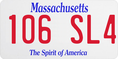 MA license plate 106SL4