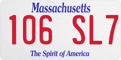 MA license plate 106SL7
