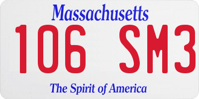 MA license plate 106SM3
