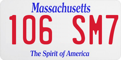 MA license plate 106SM7
