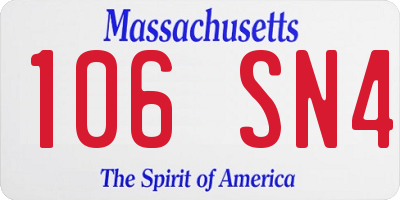 MA license plate 106SN4