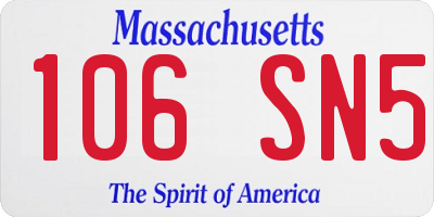 MA license plate 106SN5