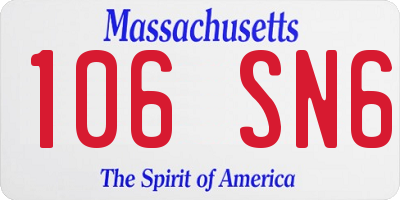 MA license plate 106SN6