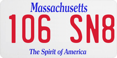 MA license plate 106SN8