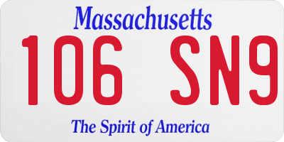 MA license plate 106SN9