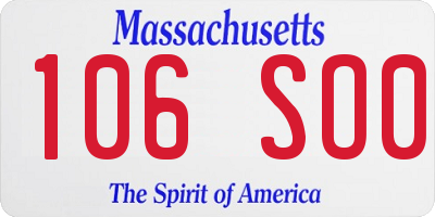 MA license plate 106SO0