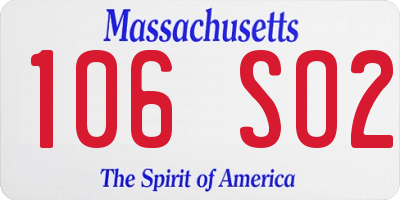 MA license plate 106SO2